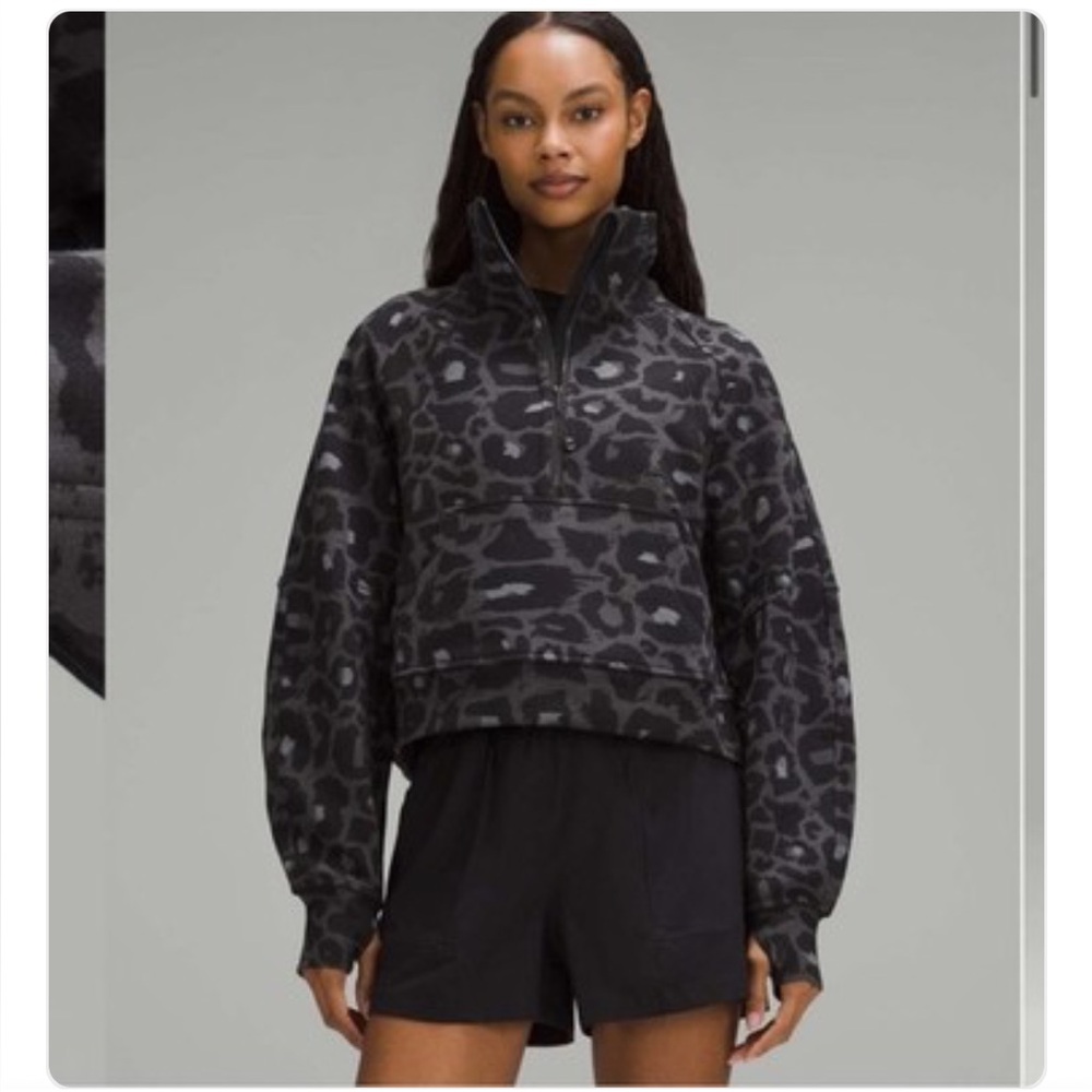 Lululemon Black Leopard Oversized Half-Zip Hoodie-NWOTS